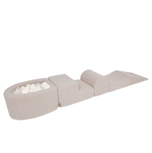 Bearly Foam Playset with Small Ball Pit with 100 Balls, Light Grey:Transparent, White