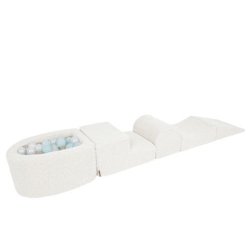 Bearly Foam Playset with Small Ball Pit with 100 Balls, Iff White: Mint Pearl, White Pearl, Light Gold Pearl