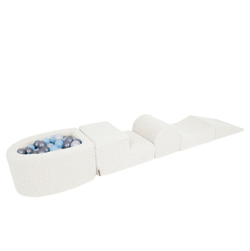 Bearly Foam Playset with Small Ball Pit with 100 Balls, Iff White: Silver, White Pearl, Babyblue