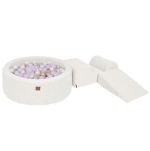 Bearly Foam 3 elements Playset with Ball Pit 90x30cm with 200 Balls, Off White: White Pearl, Light Pink Pearl, Light Gold Pearl