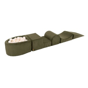 Aesthetic Foam Playset with Small Ball Pit with 100 Balls, Corduroy, Khaki White Pearl