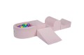 Velvet Foam Playset with Small Ball Pit with 100 Balls Light Pink: Violet/Light Pink/Yellow/Turquoise