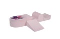 Velvet Foam Playset with Small Ball Pit with 100 Balls Light Pink: Violet/Light Pink/Gray/Transparent