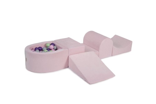 Velvet Foam Playset with Small Ball Pit with 100 Balls Light Pink: Light Green/Violet/Gray/Pastel Pink