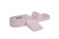 Velvet Foam Playset with Small Ball Pit with 100 Balls Light Pink: Light Green/Baby Blue/White/Yellow
