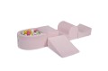 Velvet Foam Playset with Small Ball Pit with 100 Balls Light Pink: Light Green/Light Pink/White/Yellow