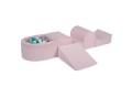 Velvet Foam Playset with Small Ball Pit with 100 Balls Light Pink: Gray/White/Turquoise