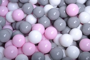 Soft Plastic Balls 7cm for the Ball Pit Set 200pcs: Gray/Pastel Pink/White