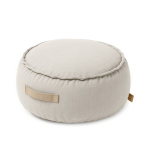 Outzy Round Pouf, Oat Blush Beige