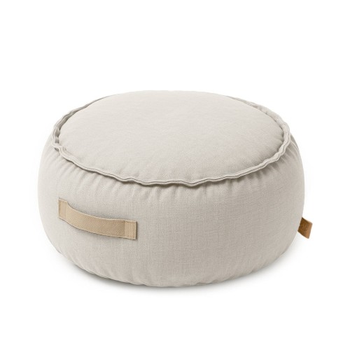 Outzy Round Pouf, Oat Blush Beige