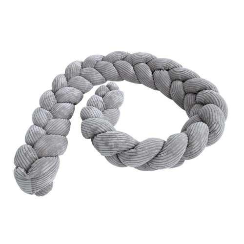 Crib Bumper Braid  -  Soft Protective Bumper for Babies | Aesthetic Grey Size M  -  200 cm