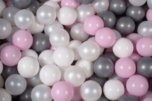 Soft Plastic Balls 7cm for the Ball Pit Set 500pcs: White/White Pearl/Silver/Pastel Pink