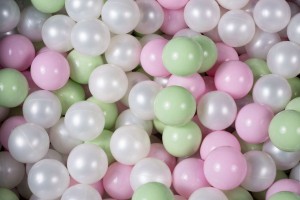 Soft Plastic Balls 7cm for the Ball Pit Set 200pcs: White Pearl/Light Green/Pastel Pink