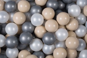 Soft Plastic Balls 7cm for the Ball Pit Set 500pcs: Beige/White Pearl/Silver
