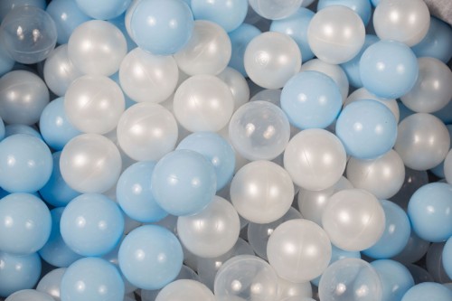 Soft Plastic Balls 7cm for the Ball Pit Set 200pcs: White Pearl/Baby Blue/Transparent