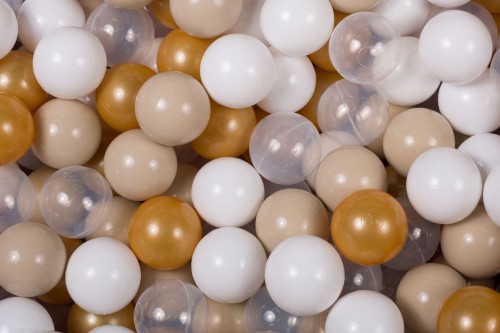 Soft Plastic Balls 7cm for the Ball Pit Set 300pcs: Gold/Beige/White/Transparent