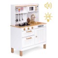 Large Wooden Play Kitchen for Children with Sounds and LED, Opening Cabinets, 7 Accessories