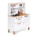 Large Wooden Play Kitchen for Children with Sounds and LED, Opening Cabinets, 7 Accessories