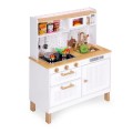 Large Wooden Play Kitchen for Children with Sounds and LED, Opening Cabinets, 7 Accessories