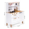 Large Wooden Play Kitchen for Children with Sounds and LED, Opening Cabinets, 7 Accessories