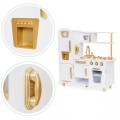 Large White and Gold Wooden Play Kitchen for Children