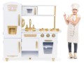 Large White and Gold Wooden Play Kitchen for Children