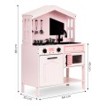 Wooden Play Kitchen for Children with Oven, Burners, Microwave and Accessories