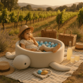 Boucle Ball Pit, Turtle, Oat Biscuit Beige, without balls