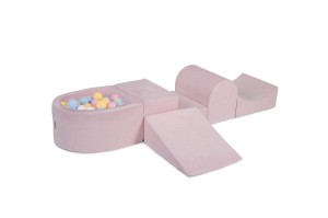 Velvet Foam Playset with Small Ball Pit with 100 Balls Light Pink: Baby Blue/White/Mint/Pastel Pink/Pastel Yellow