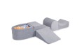 Velvet Foam Playset with Small Ball Pit with 100 Balls Light Gray: Baby Blue/White Pearl/Peach