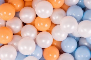 Soft Plastic Balls 7cm for the Ball Pit Set 300pcs: Baby Blue/White Pearl/Peach