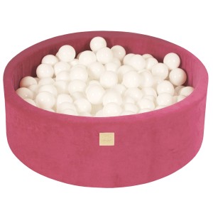 Velvet Foam 3 elements Playset with Ball Pit 90x30cm with 200 Balls Raspberry Red: White