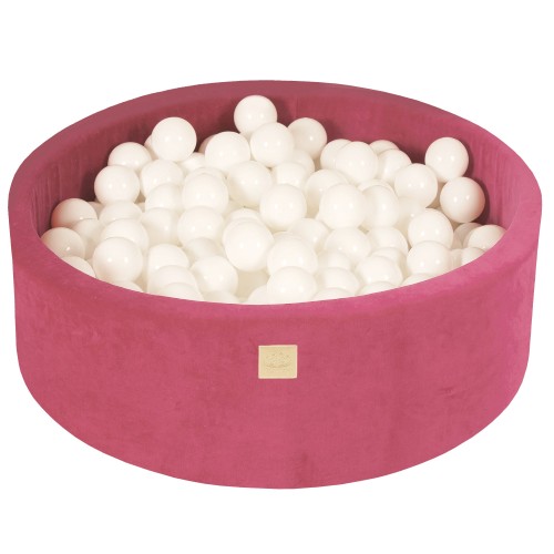Velvet Foam 3 elements Playset with Ball Pit 90x30cm with 200 Balls Raspberry Red: White