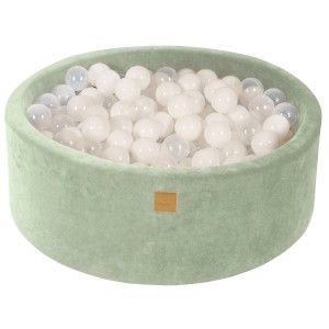 Velvet Foam 3 elements Playset with Ball Pit 90x30cm with 200 Balls Sage Green: White/Transparent