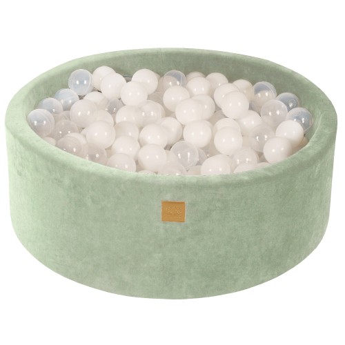 Velvet Foam 3 elements Playset with Ball Pit 90x30cm with 200 Balls Sage Green: White/Transparent