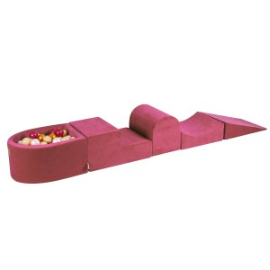 Velvet Foam Playset with Small Ball Pit with 100 Balls Raspberry Red: Gold/Beige/White Pearl/Pearl Burgundy