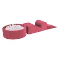 Velvet Kids Foam Climbing Blocks Raspberry Red - Baby Soft Play Set 200 Balls White