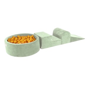 Velvet Kids Foam Climbing Blocks Sage Green - Baby Soft Play Set 200 Balls Gold