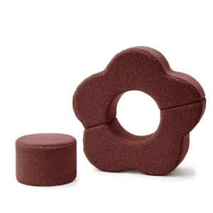 Foam Playground for Children | Flower Shape Set | 3 Elements | Bearly Dark Brown