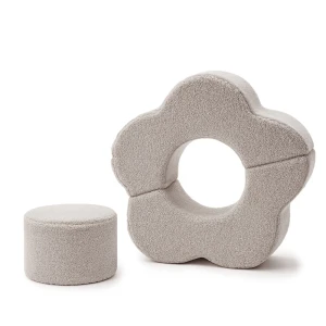 Foam Playground for Children | Flower Shape Set | 3 Elements | Bearly Light Grey