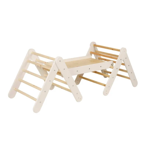 Climbing triangle for children with slide and climbing frame, set white