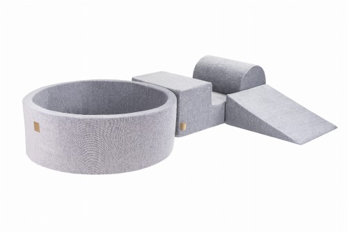 Velvet Foam 3 elements Playset with Ball Pit 90x30cm with 200 Balls Light Gray/without balls