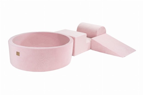 Velvet Foam 3 elements Playset with Ball Pit 90x30cm, Light Pink, without balls