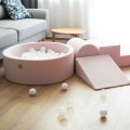 Velvet Foam 3 elements Playset with Ball Pit 90x30cm, Light Pink, without balls