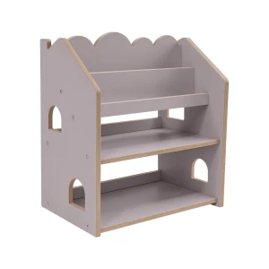 MeowBaby Montessori Bookcase– MDF House Bookshelf Color gray