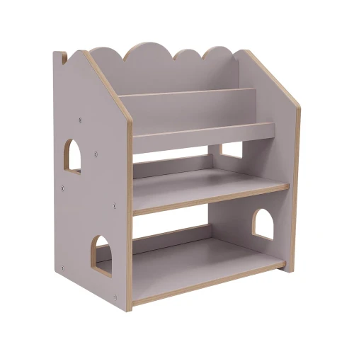 MeowBaby Montessori Bookcase– MDF House Bookshelf Color gray