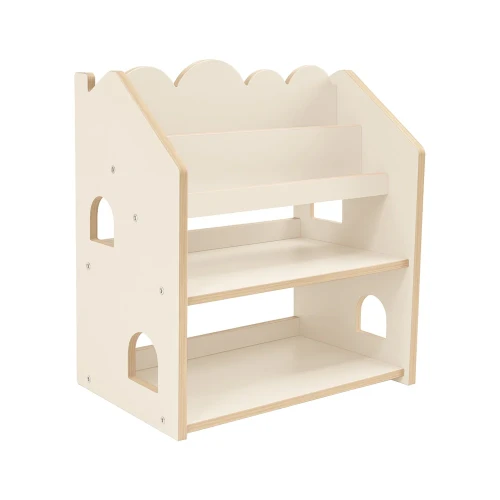 MeowBaby Montessori Bookcase– MDF House Bookshelf Color beige