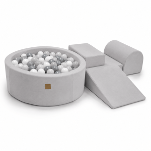 Outzy Foam 3 elements Playset with Ball Pit 90x30cm, without balls, Feather Fog Gray