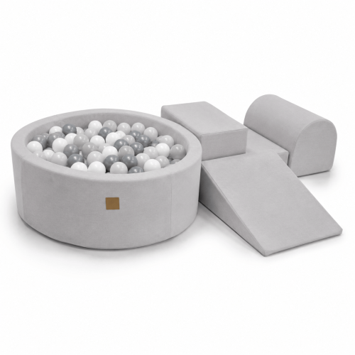 Outzy Foam 3 elements Playset with Ball Pit 90x30cm, without balls, Feather Fog Gray
