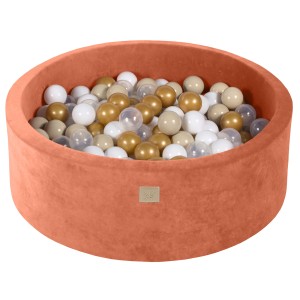 Round Ball Pit with 200 balls, 90x30cm, Marsala Red, Velvet